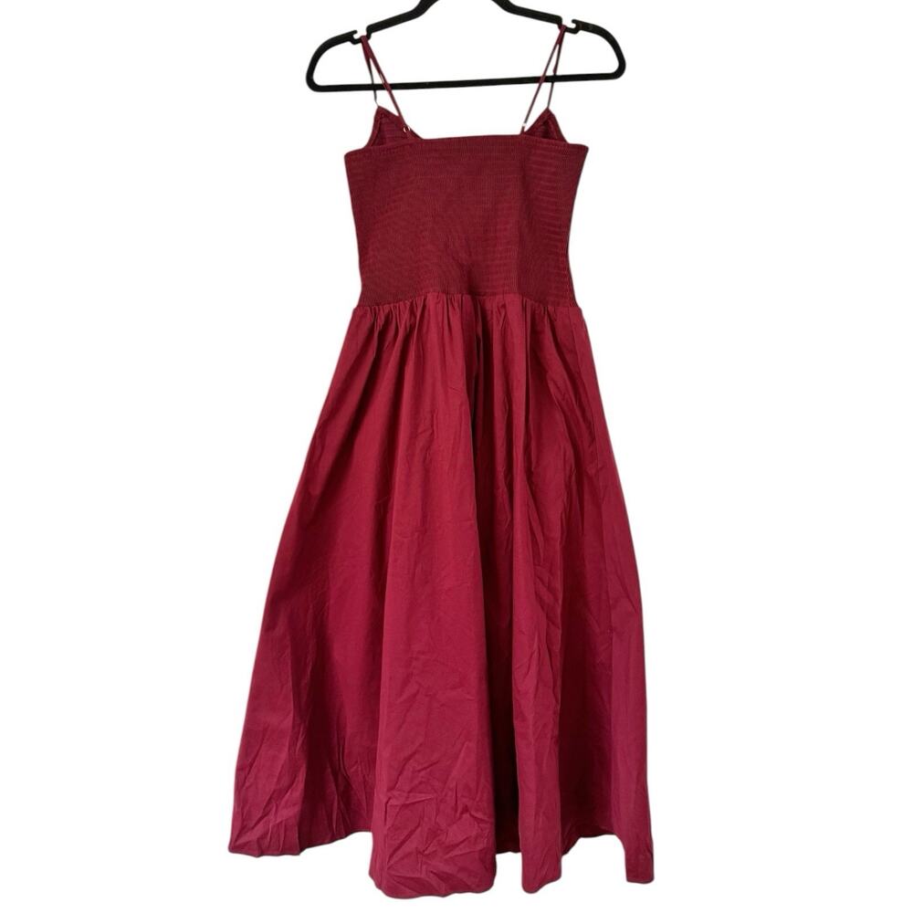 NWD Lulus Tandria Burgundy Smocked Sleeveless Midi Dress Size Large - Picture 5 of 9